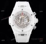 (HB) Best Hublot Big Bang Unico White Ceramic White Rubber Strap Replica Watch